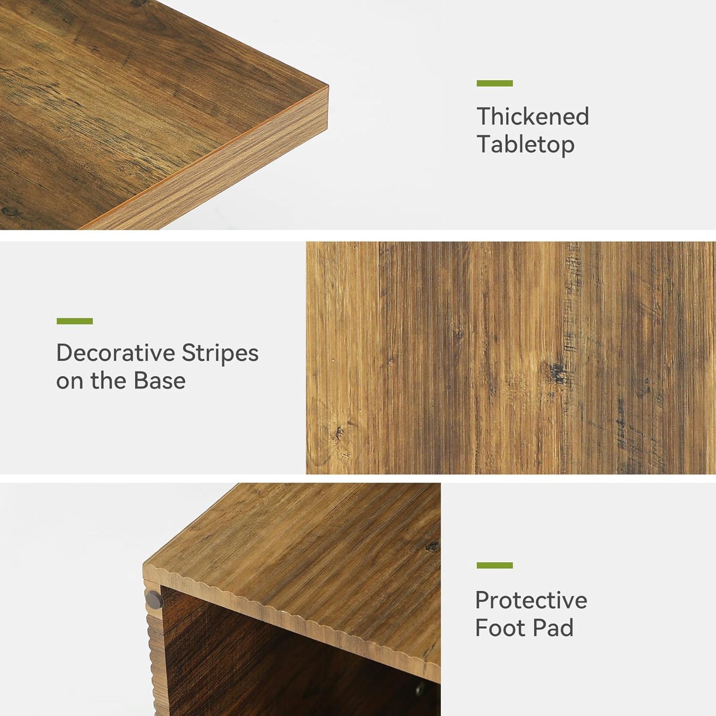 47-Inch Large Coffee Table with Pedestal, Living Room Center Table Rectangle Thickened Tabletop, Farmhouse Low Cocktail Tea Furniture for Living Room, Apartments, Rustic Brown