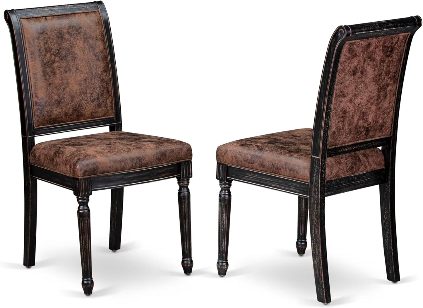 LECY9-SBB-33 9-Piece Modern Dining Table Set Consists of a Dining Table and 8 Brown Textured Polyester Fabric Dinner Chairs with High Back - Sand Blasting Black Finish