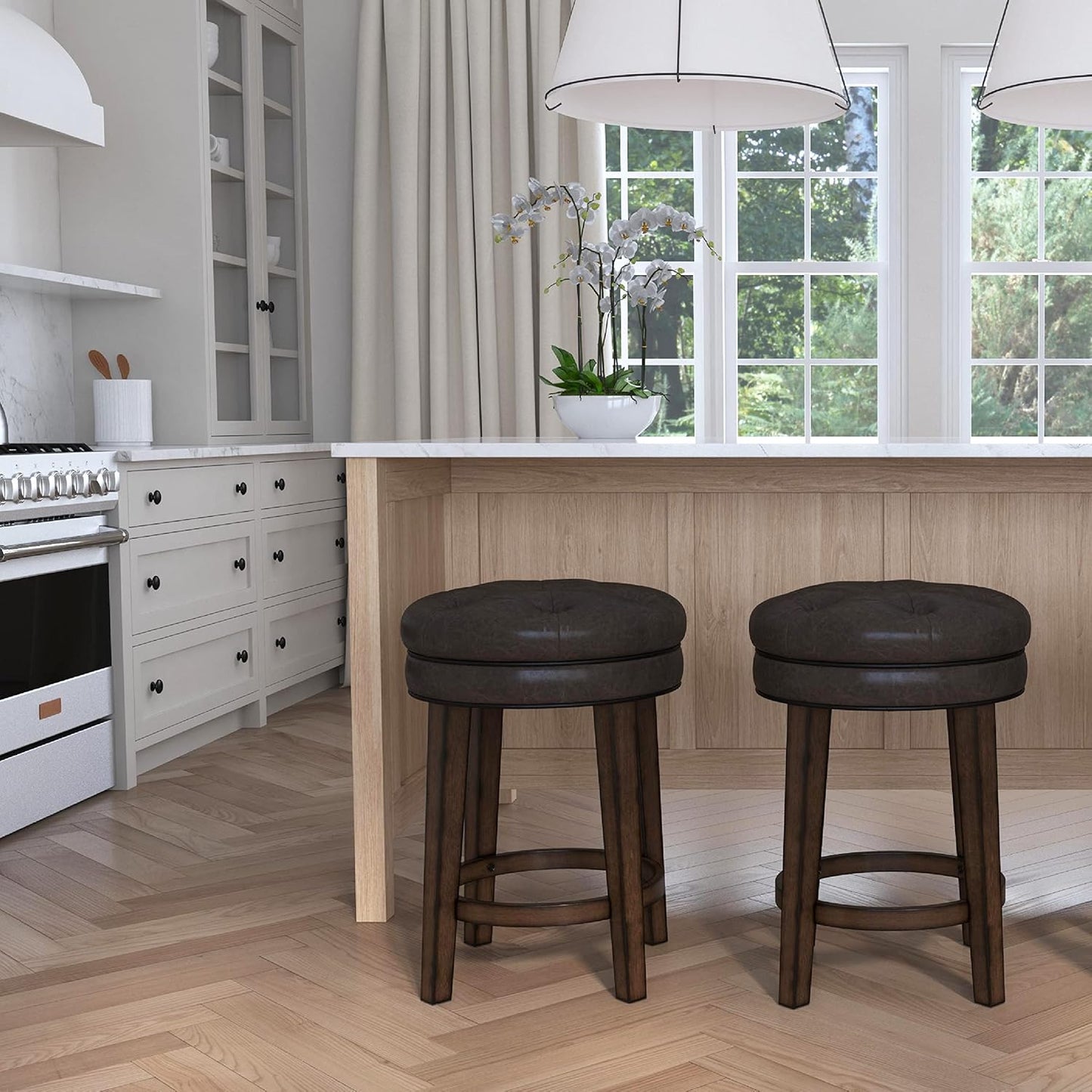 Hillsdale Krauss Backless Swivel Counter Height Stool, Dark Brown