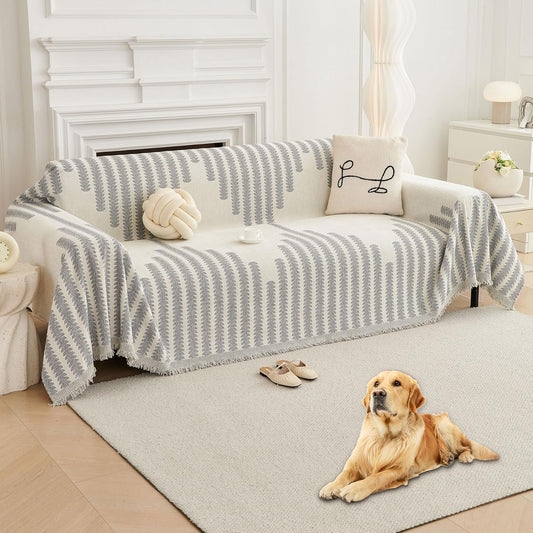 HAOMAIJIA Boho Sofa Covers Couch Covers for 3 Cushion Couch Sofa Pet Friendly Soft Thick Couch Cover for Dogs Washable Sectional Couch Covers L Shape Furniture Protector (Grey, 91"x118")