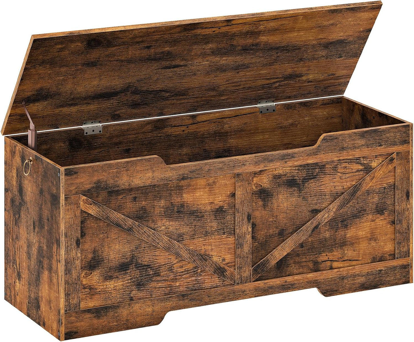 HOOBRO 47.2” Storage Chest, Retro Wooden Storage Bench with U-Shaped Cut-Out Pull, Toy Chest with Safety Hinge, Supports 220 lb and Easy Assembly for Toy Box Organizer (Rustic Brown) BF773CW01