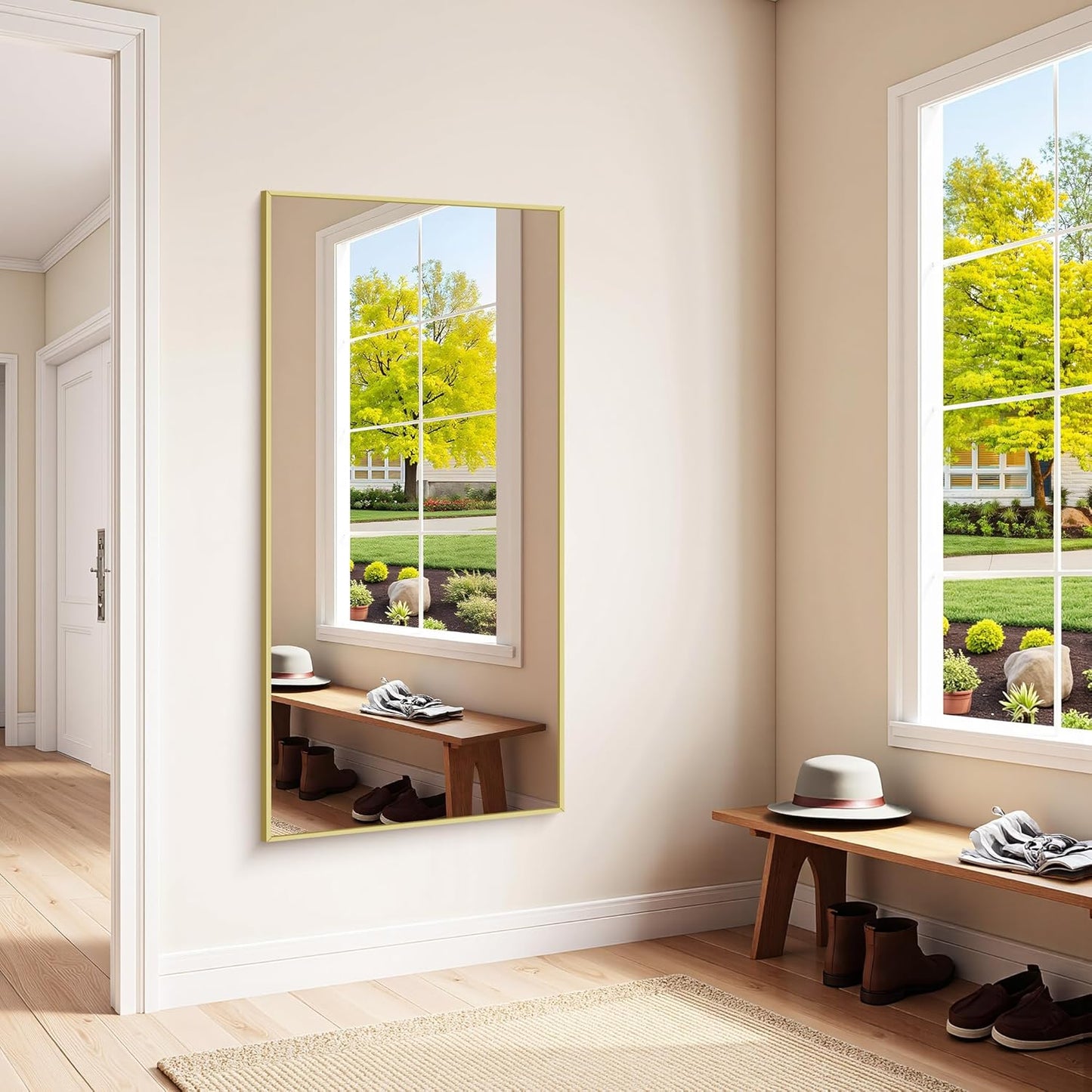 KOCUUY Large Gold Bathroom Mirror, 60x30 inch Rectangular Mirror for Bathroom Sink, Oversized Wall Mirror with Metal Gold Frame for Living Room, Farmhouse, Entryway, Hang Horizontal/Vertical