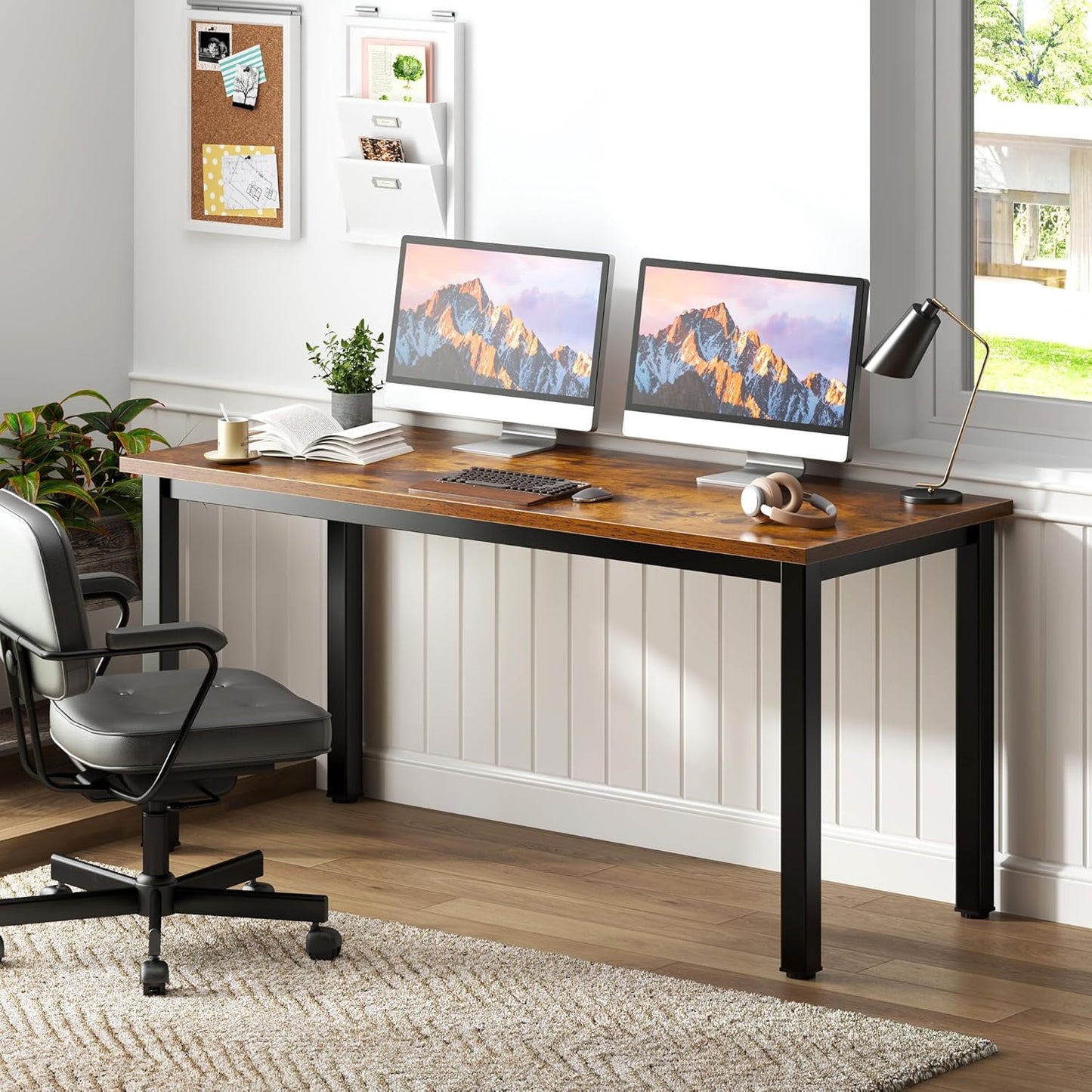 Need 54.3 Inch Large Computer Desk, Modern Simple Style Desk for Home Office, Basic Writing Table for Study Student, Vintage