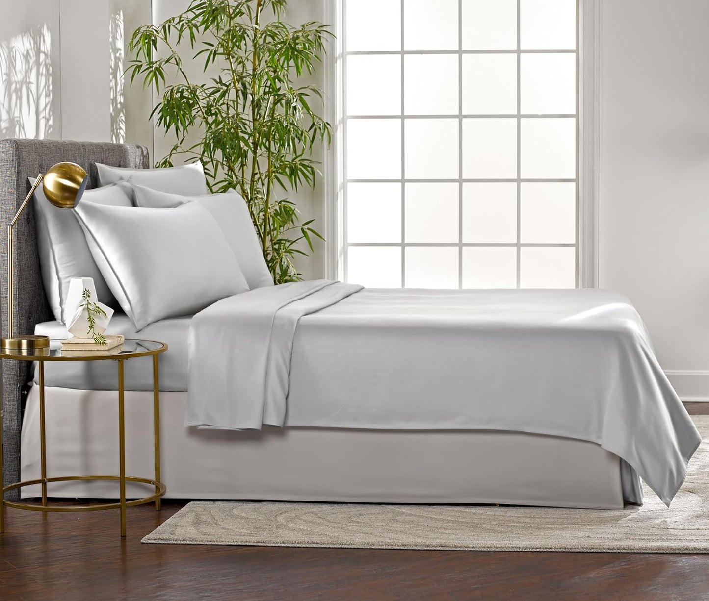 Twin Sheets by Pure Bamboo, Genuine 100% Organic Viscose Derived from Bamboo Bed Sheet Set, Luxuriously Soft & Cooling, Double Stitching, Lifetime Quality Promise (Twin, Silver Pearl)