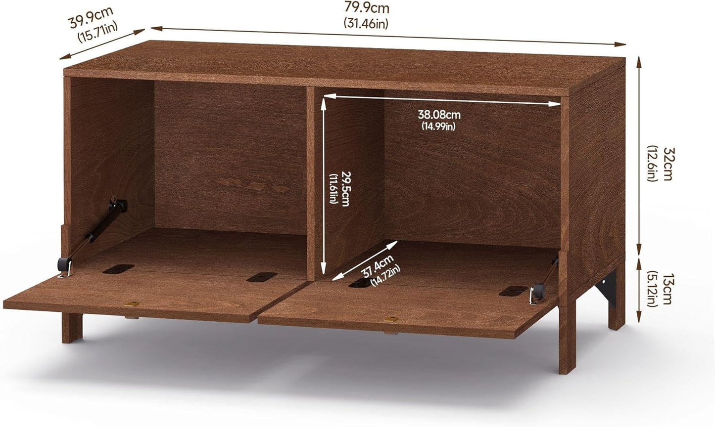 Sebastack Coffee Table, Expandable Entertainment Center and Media Console with Storage and Drawer,Wooden Furniture for Living Room, Bedroom，31 inch Width Walnut Color