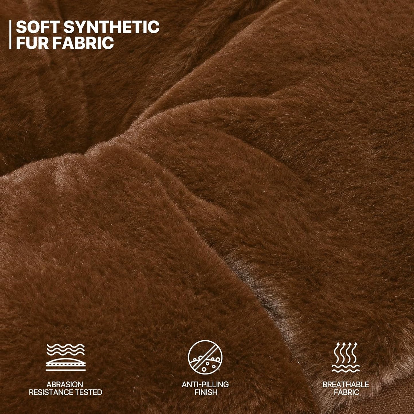 MoNiBloom Round Folding Faux Fur Saucer Chair for Bedroom Living Room Dorm Foldable Metal Frame Oversized Large Comfy Furry Padded Soft Cozy Moon Chair with Footrest Ottoman for Adults (Brown)