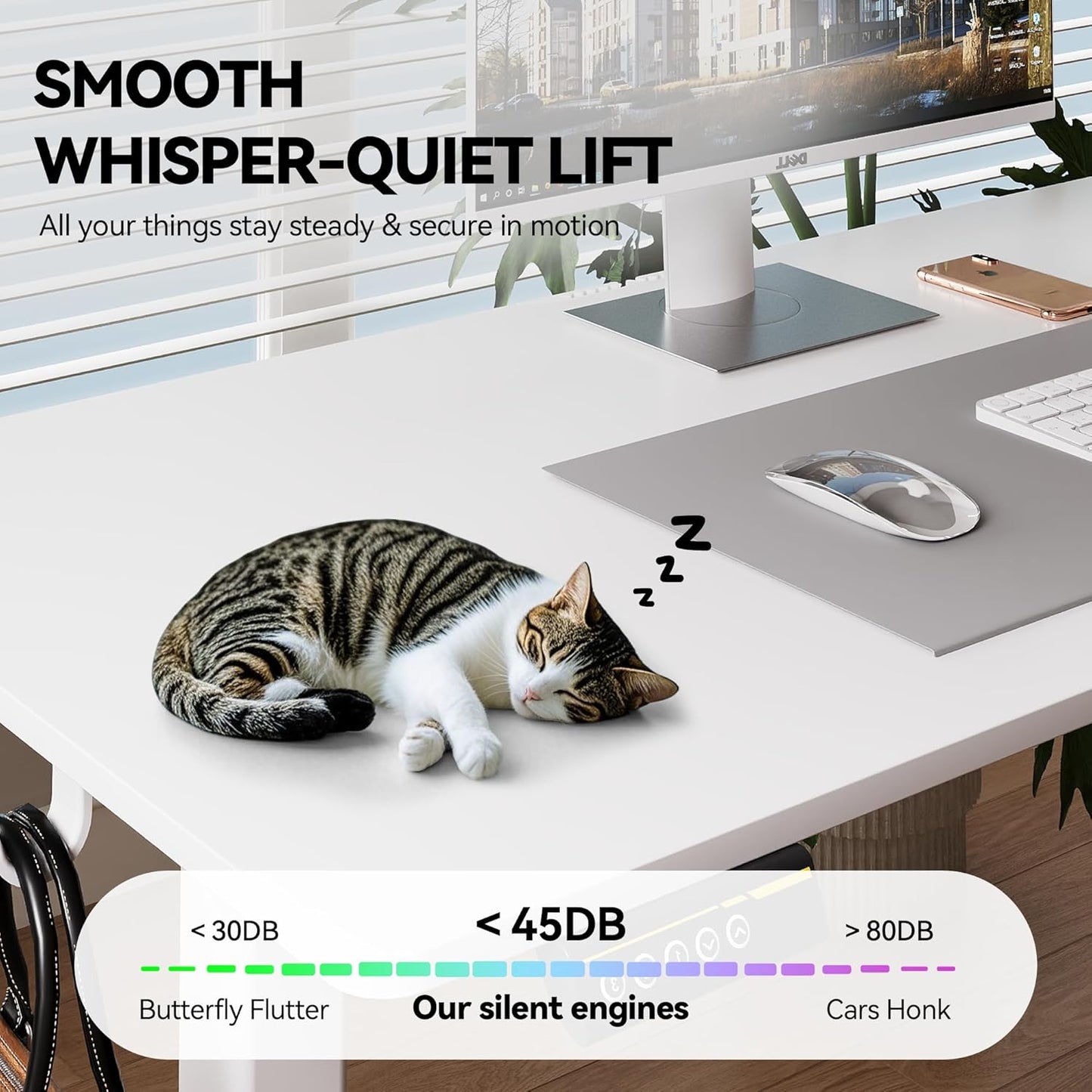 Electric Standing Desk Adjustable Height 55"x24" Stand Up Desk with Lockable Wheels Ergonomic Sit Stand Desk for for Work Office Home Computer Workstation (White)