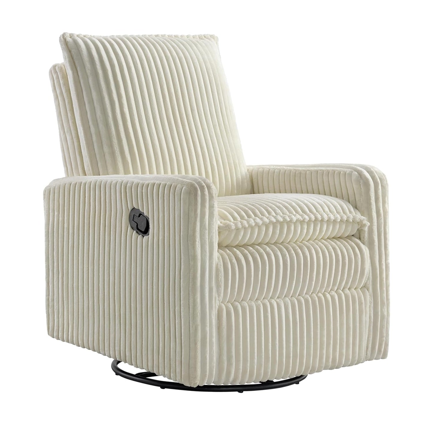 Oxford Baby Uptown Upholstered Swivel Glider and Recliner Nursery Chair - Corduroy, Pearl White