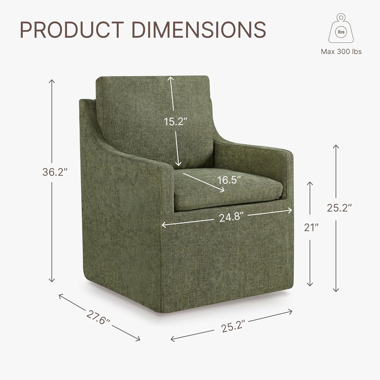 Upholstered Dining Chairs with Casters Easy Assembly Modern Accent Armchair with Rollers for Diningroom Bedroom Livingroom Reading Room,Green,2 Boxs