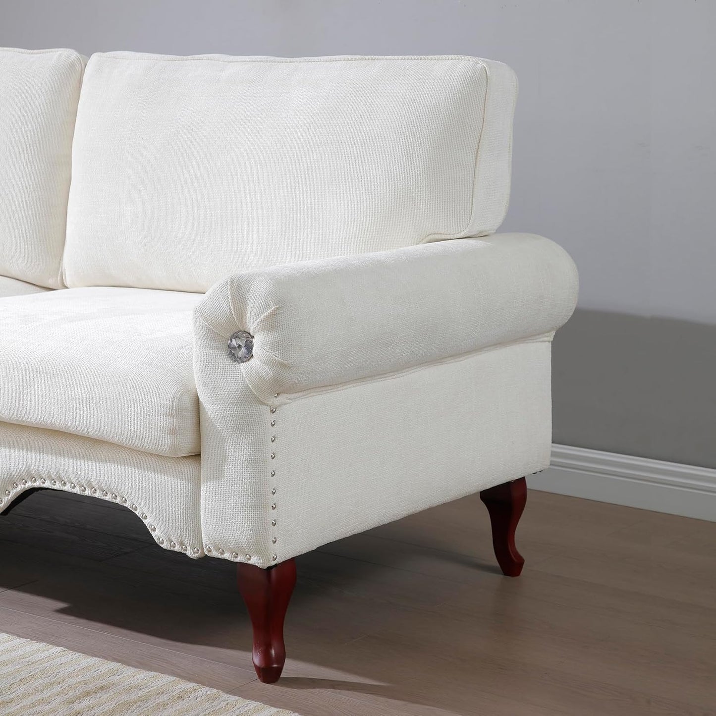 2 Piece Sectional Sofa Set, 2+3 Seat Convertible Couch with Movable Pillows, Upholstered Couches for Living Room, Beige