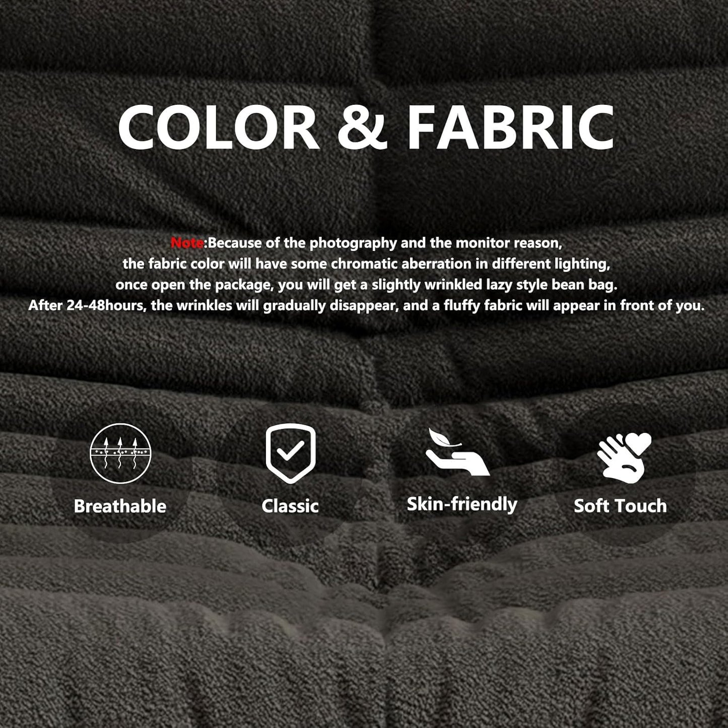 Bean Bag Chairs for Adults, BeanBag Reading Chair Memory Foam Couch 3-Seater, Floor Chair Soft Teddy Material, Comfy Reading Nook Chairs for Bedroom Living Room Office (Black)