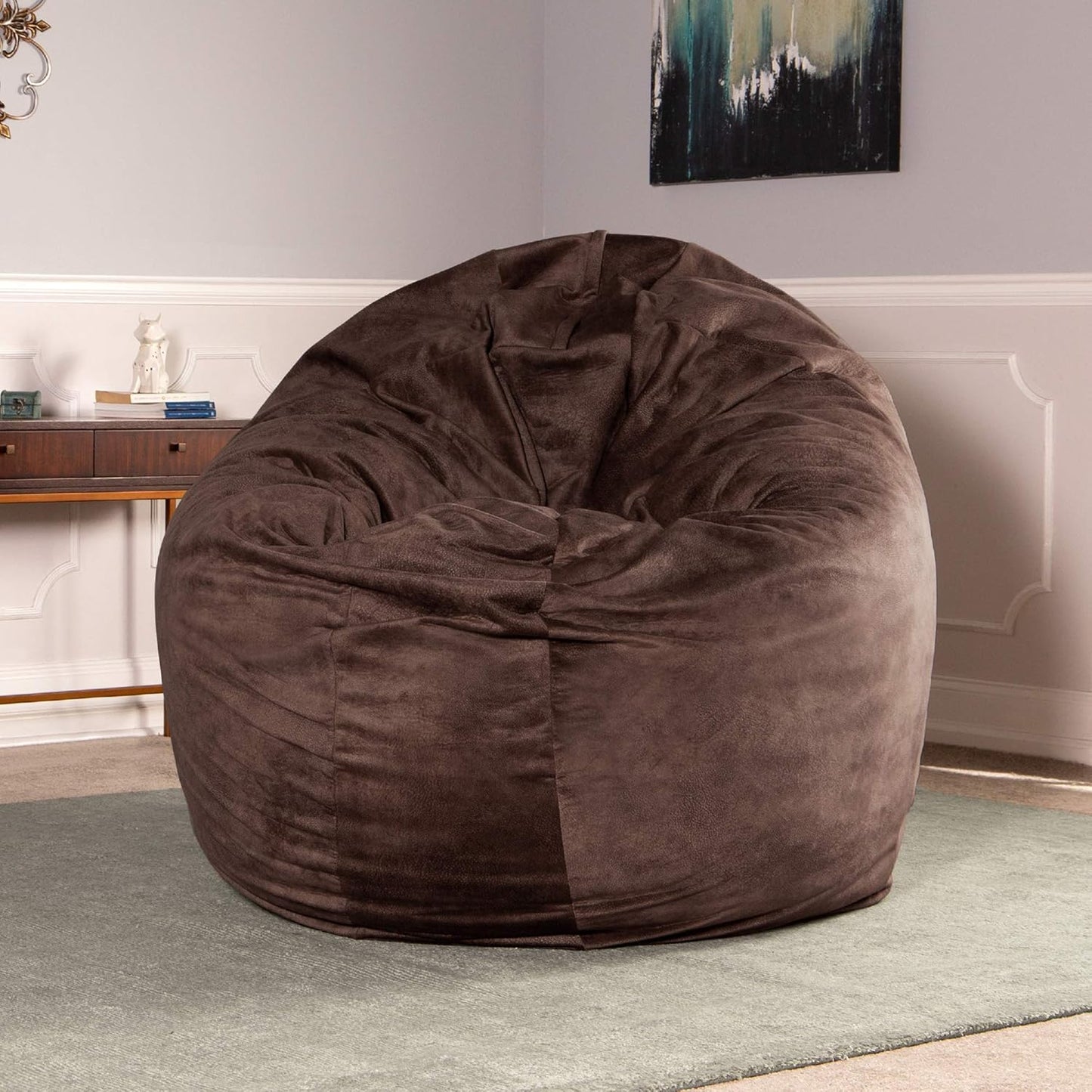 Jaxx 6 Foot Cocoon - 2-in-1 Convertible Bean Bag Bed & Large Bean Bag Chair for Adults - Padded Microvelvet, Chestnut
