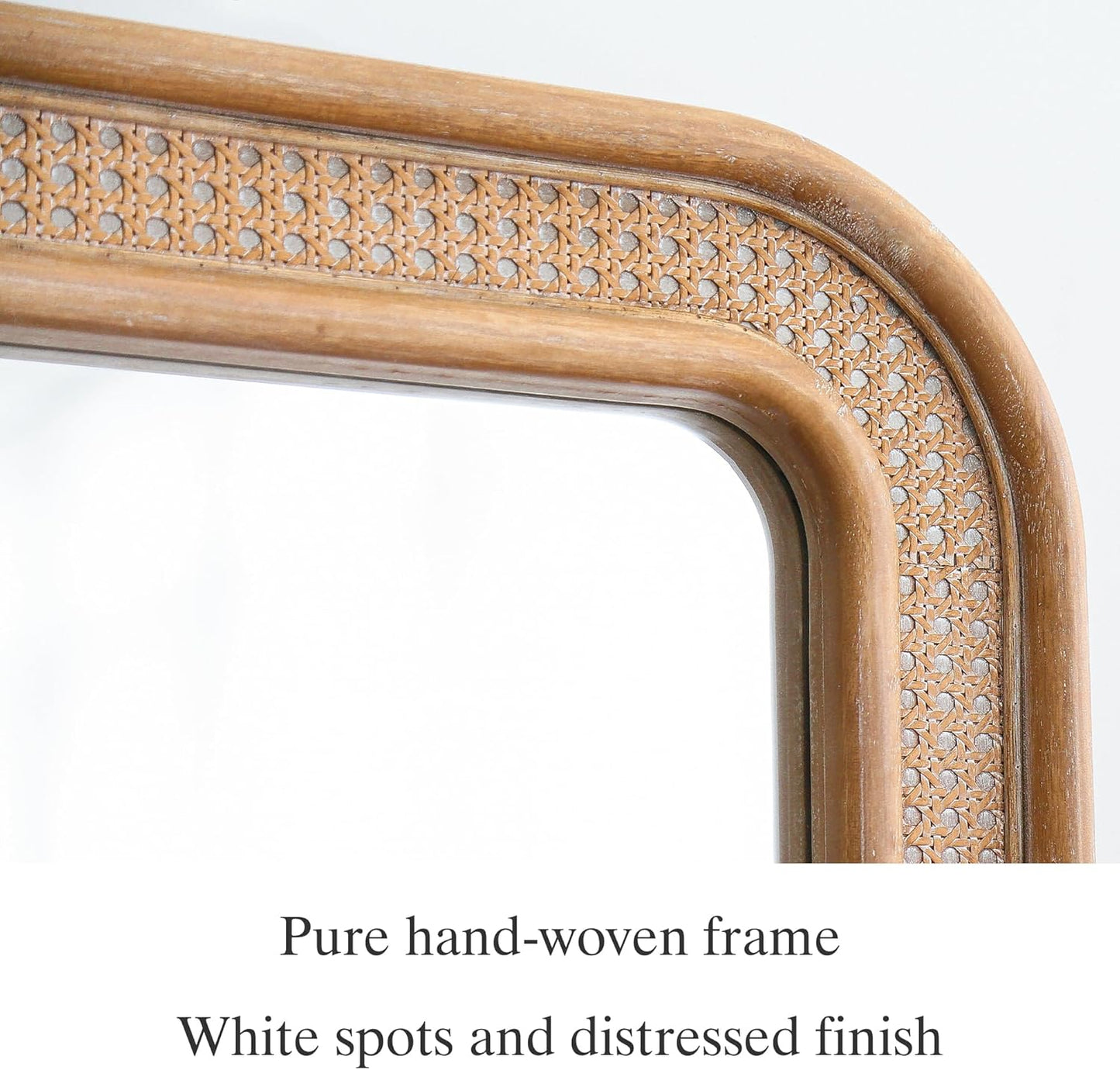 Micasso Rustic Wicker Wall Mirror: 30x22 in Purely Handmade Wooden Frame Rattan Mirror - Rectangular Shabby Chic Boho Bamboo Mirrors for Farmhouse/Bathroom/Bedroom/Living Room/Home Decor