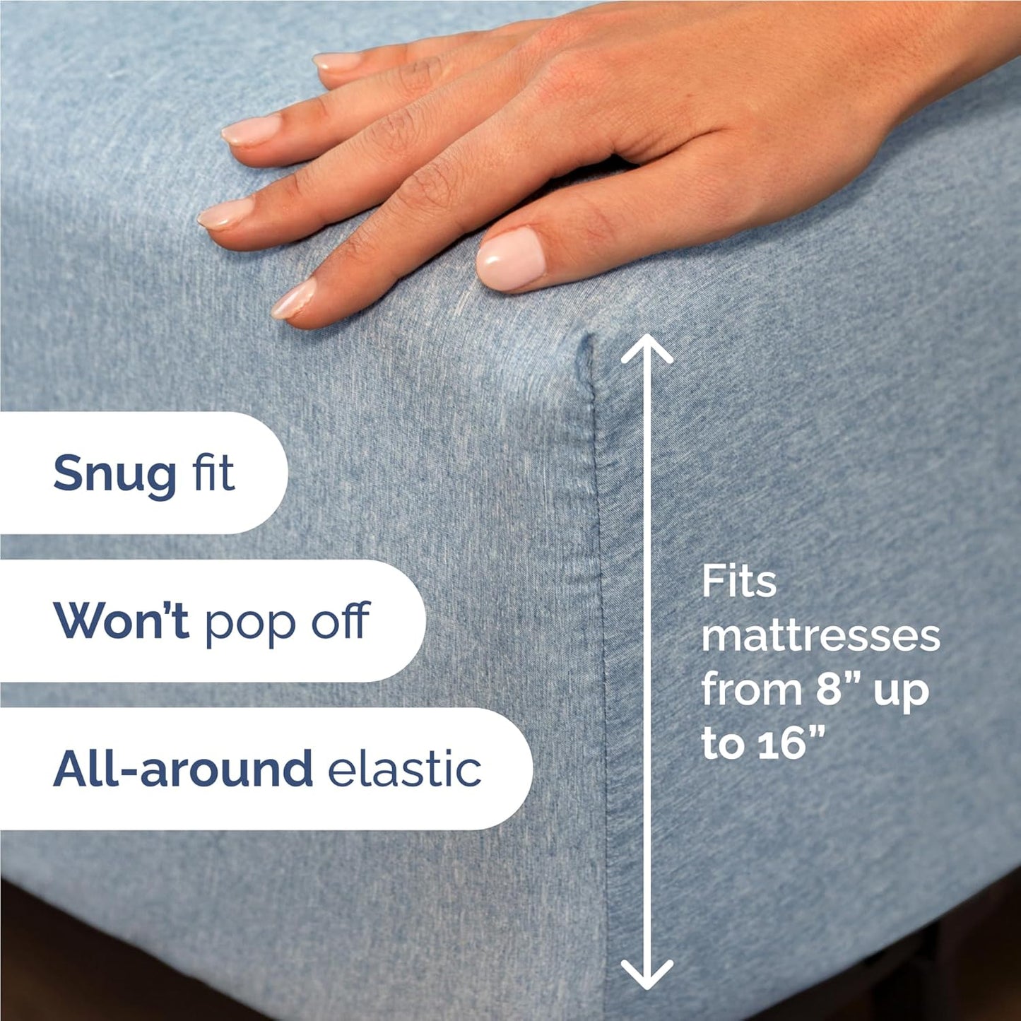 Twin XL Size 3 Piece Sheet Set - Comfy Breathable & Cooling Bed Sheets Set - Hotel Luxury Bedding for Women, Men, Kids, Teens, Boys & Girls - Deep Pockets and Wrinkle Free - Blue (Heathered Sheets)