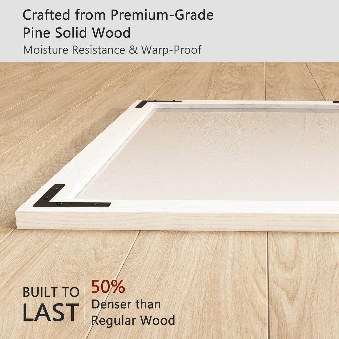 VocalStar White Wood Framed Mirror 22 x 30 Inch, Rustic Natural White Wooden Rectangle Bathroom Vanity Wall Mirror for Farmhouse Boho Decor, 1/4-inch Shatterproof Glass | Waterproof