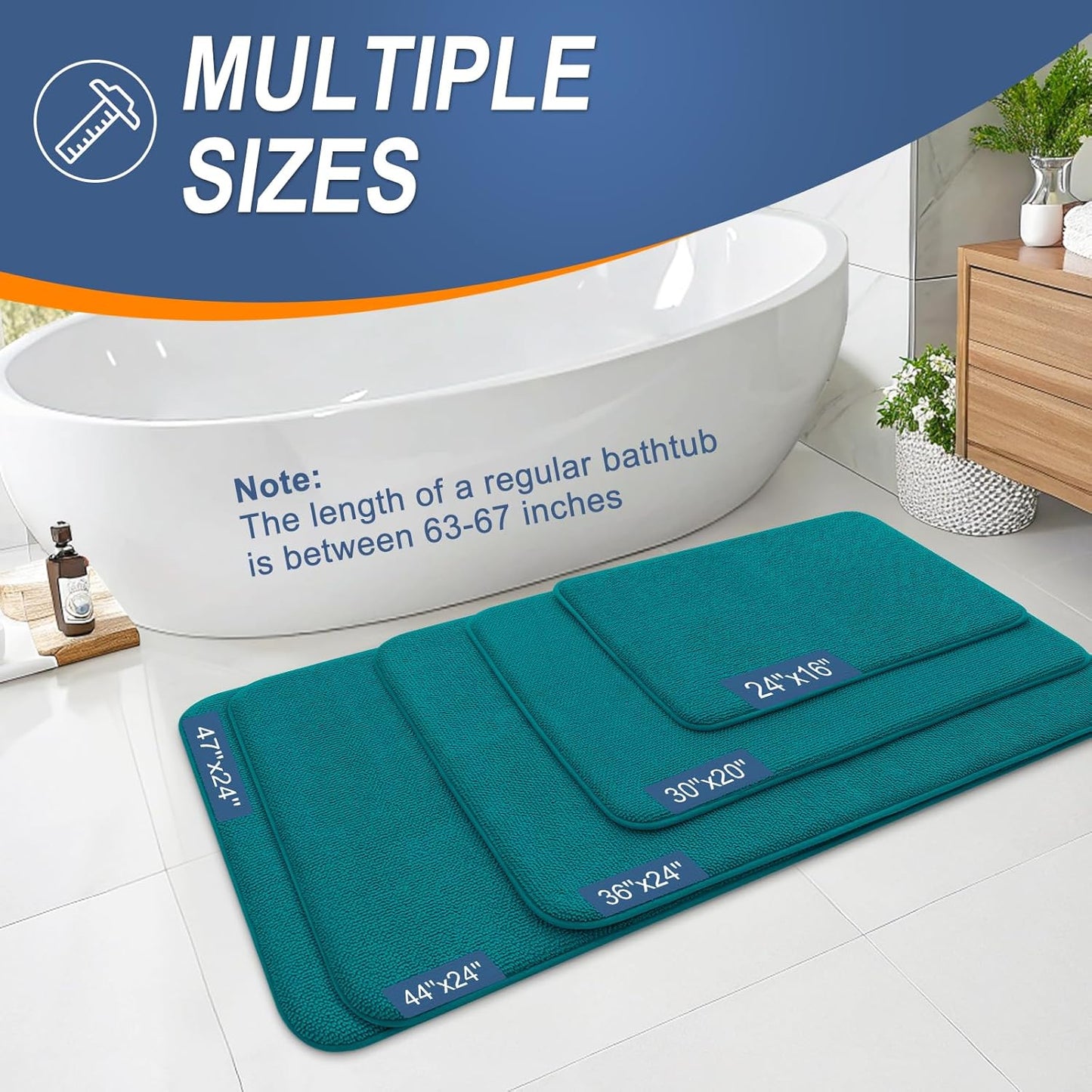 OLANLY Thick Memory Foam Bath Mat Rug 36x24, Extra Soft Absorbent Bathroom Rug, Quick Dry Bath Mats, Non-Slip, Machine Washable Carpet for Bathroom, Tub and Shower, Home Decor Accessories, Deep Lake