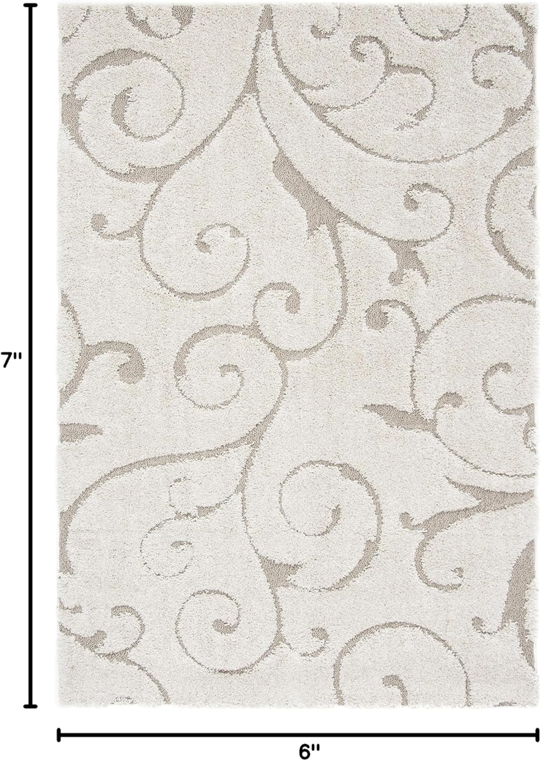 SAFAVIEH Florida Shag Collection Area Rug - 5'3" x 7'6", Cream & Beige, Scroll Design, Non-Shedding & Easy Care, 1.2-inch Thick Ideal for High Traffic Areas in Living Room, Bedroom (SG455-1113)