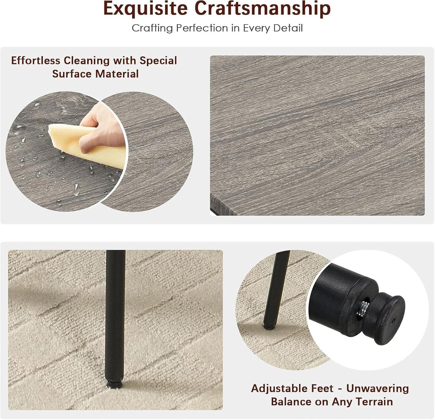 5-Piece Bar Table and Chairs Set, 43.3'' Pub Table Set Modern Small Table and Chairs Set of 4 for Breakfast Nook Living Room Small Space Restaurant, Grey