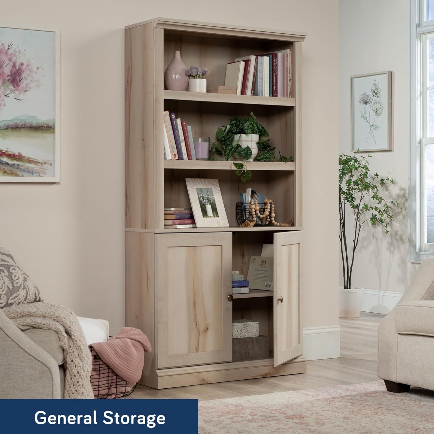 Sauder Miscellaneous Storage Library, Pacific Maple Finish