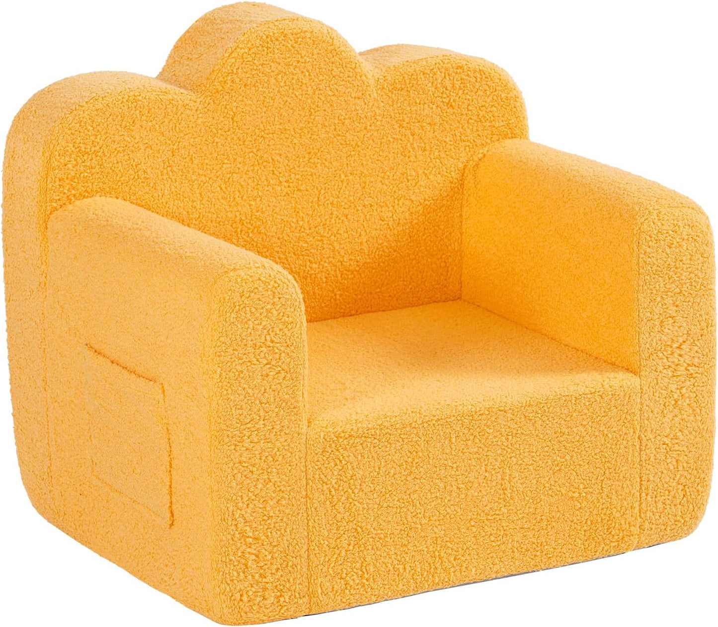 Tiita Kids Couch Plush Toddler Chair, Cloud-Like Glow in The Dark Kids Sofa Toddler Reading Chair with Washable Cover Carrying Handle, Convertible Children Sofa Chair for Girls and Boys