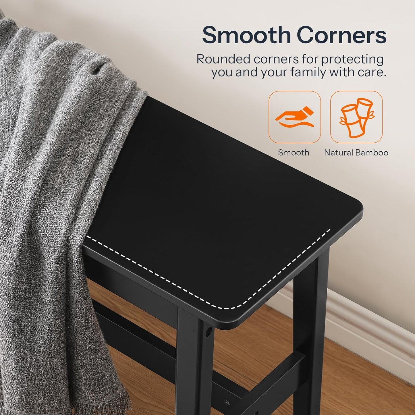 HOOBRO 39.3'' Bamboo Dining Bench, Farmhouse Kitchen Table Bench, Kitchen & Living Room Furniture, Easy to Assemble, Sturdy and Stable, Black BK03CD01G2