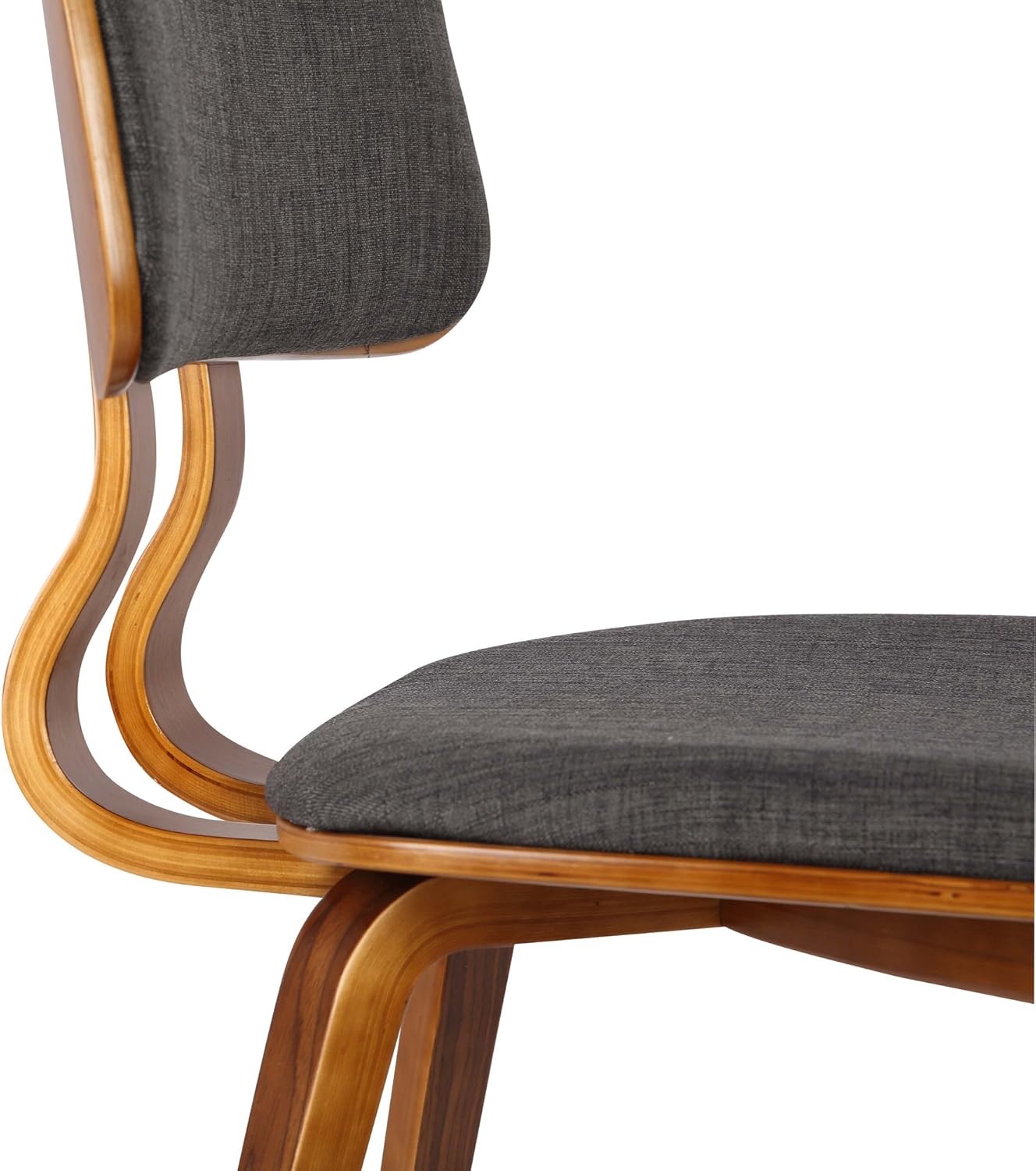 Armen Living Jaguar Mid-Century Dining Chair in Walnut Wood and Charcoal Fabric - Set of 6