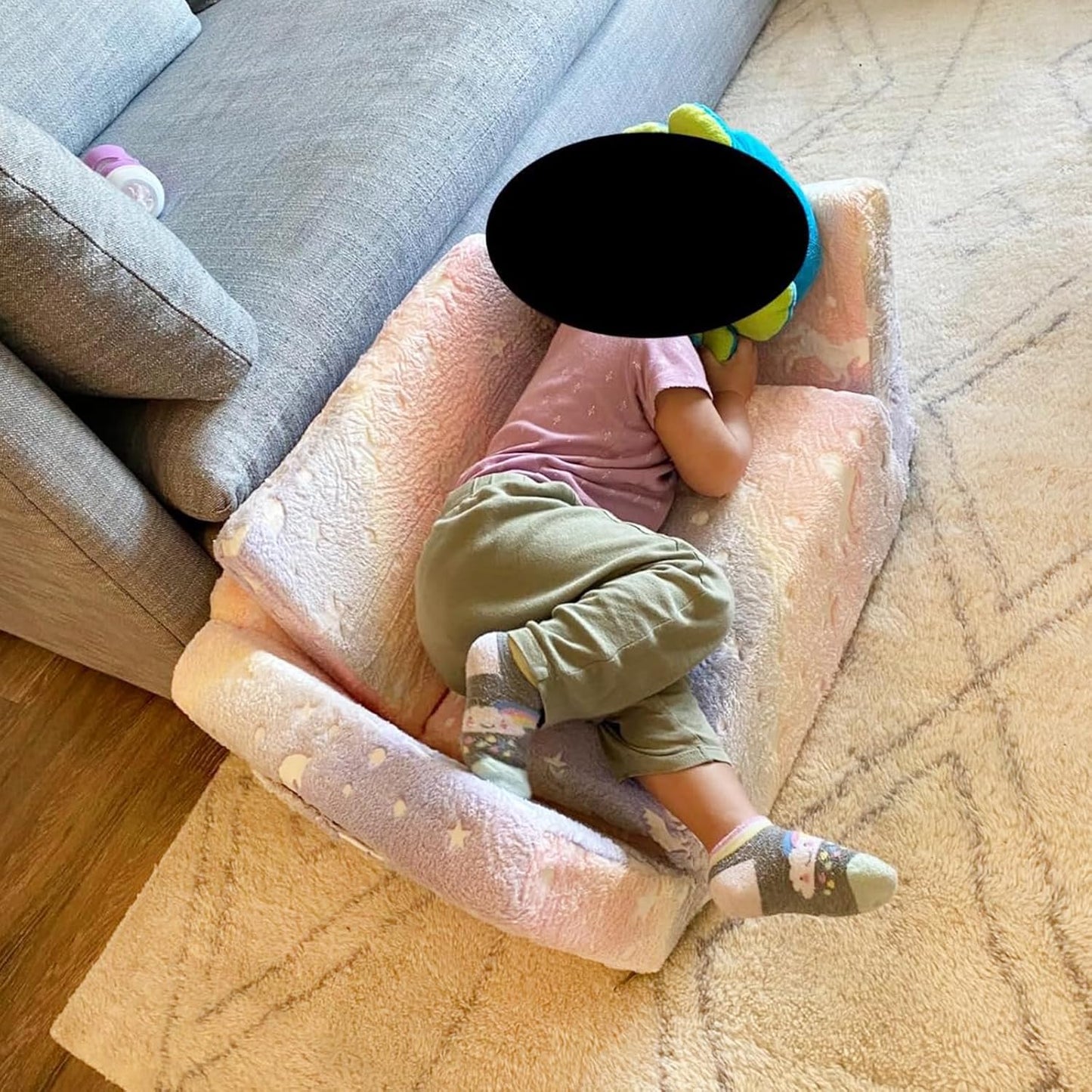 Tiita Kids Sofa, 2-in-1 Kid Sofa, Convertible Children Couch to Lounger, Flip Out Kids Chair, Toddler Armrest Chair Bed, Folding Kids Play Sofa for Girl or Boy(Twill Pegasus)