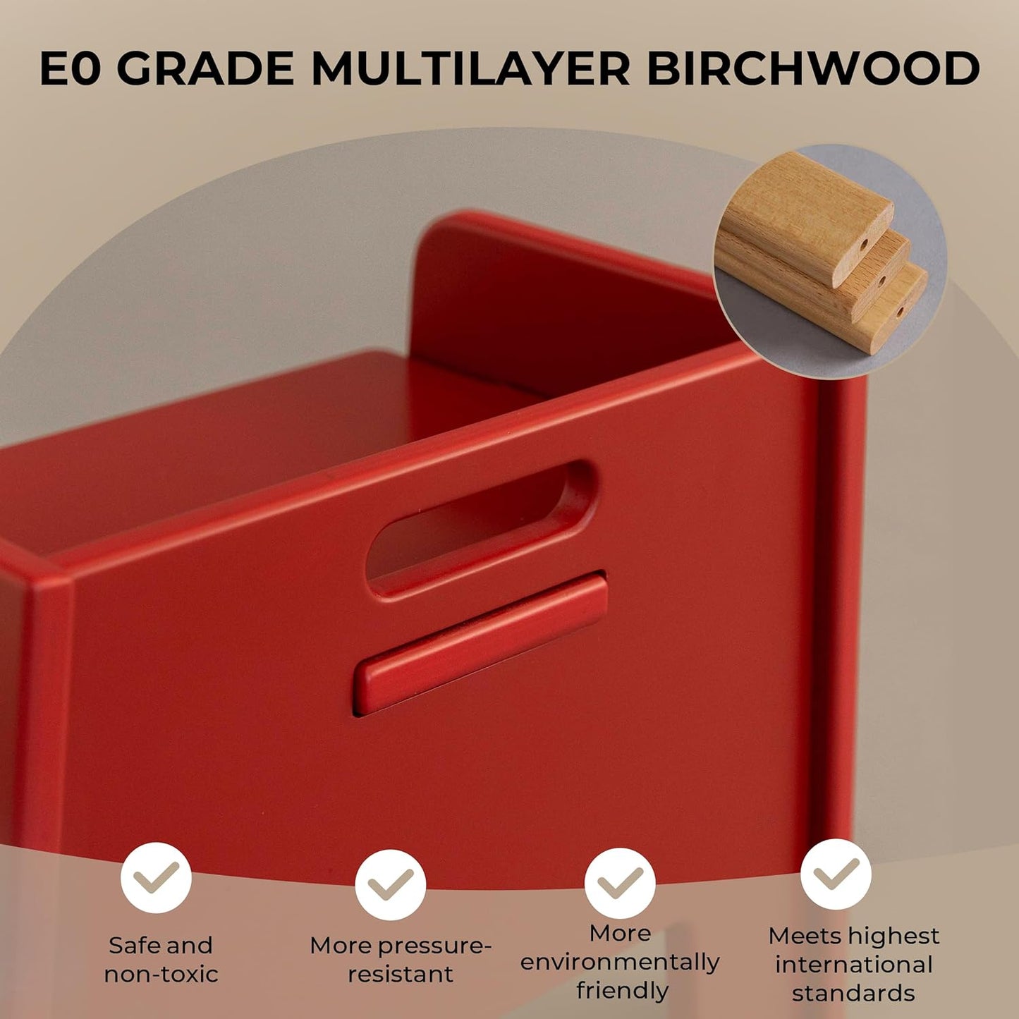 Wooden Step Stool for Kids, 14” One Step Stool for Toddlers, Heavy Duty Non-tip Non-Slip for Bedroom/Kitchen