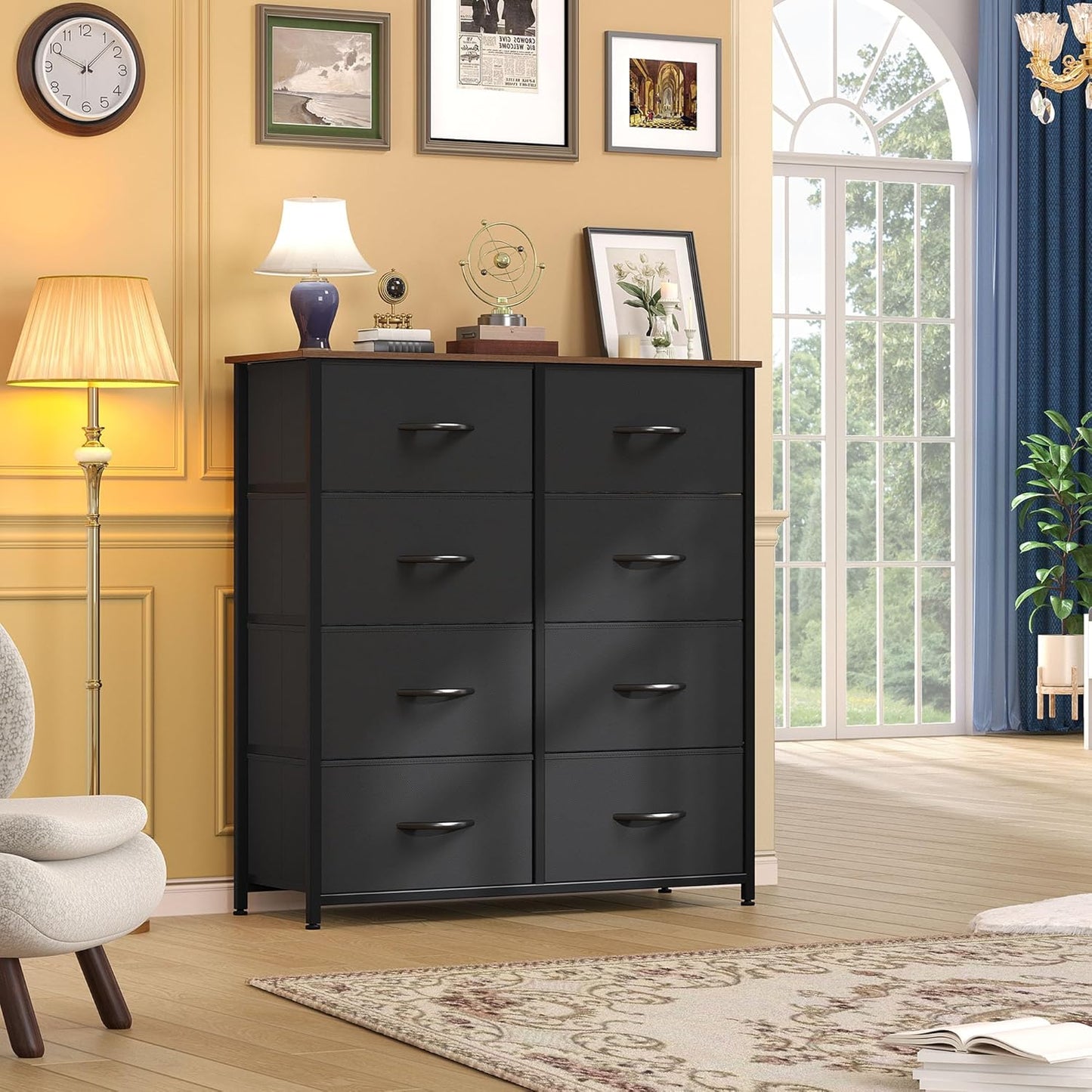 DWVO 8-Drawer Fabric Dresser, Furniture Storage Tower Cabinet, Organizer for Bedroom