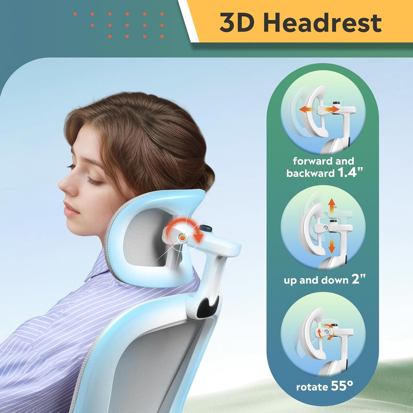 DEVAISE Office Chair, Breathable White Mesh Elegance with Ergonomic Comfort for Professionals & Gamers