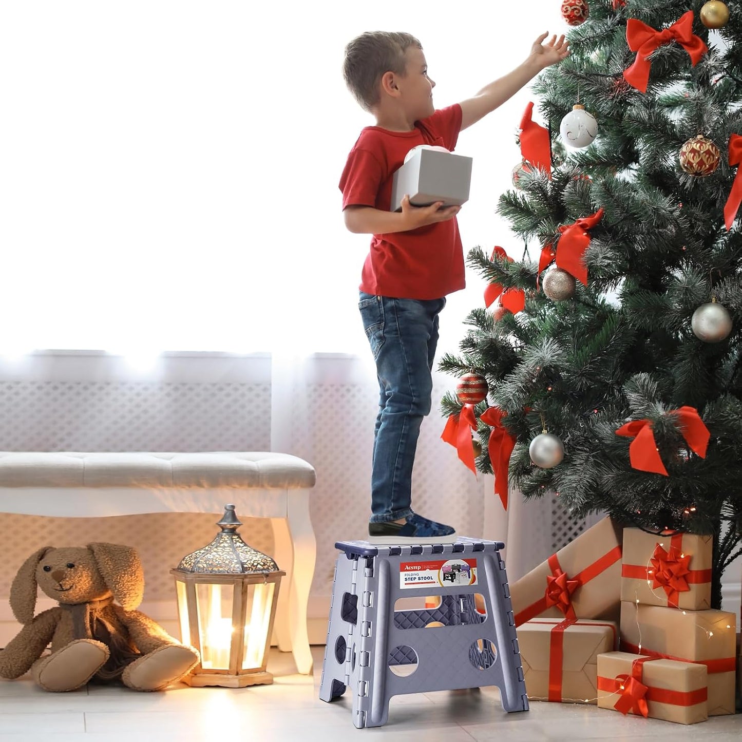 ACSTEP 13 Inch Folding Step Stool,Foldable Step Stools for Kids and Adults 300 LB Capacity, 300 LB Capacit Suitable for Kitchen Fishing (Purple)