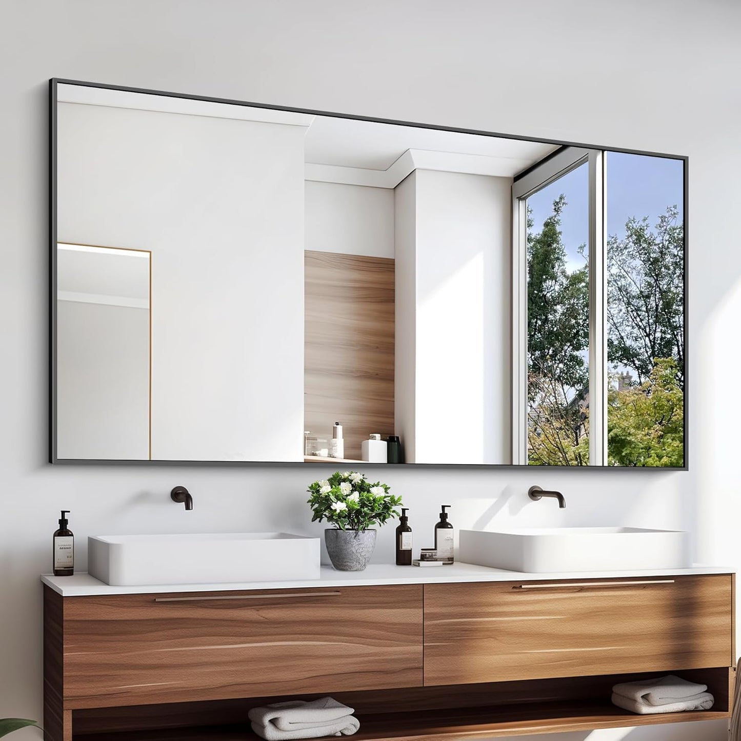 KOCUUY Bathroom Mirror,30x60 Large Black Mirrors for Wall,Rectangle Long Vanity Mirror with Aluminum Frame Modern Home Decor for Bathroom, Living Room, Farmhouse, Entryway, Hang Horizontal/Vertical