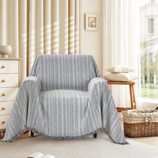 Nobildonna Sofa Chair Cover Waterproof Soft Thicken Chenille Cushion Couch Cover with Tassels,Washable Sofa Slipcovers for Armchair Recliner Sectional Furniture Protector, Gray 71"x71"