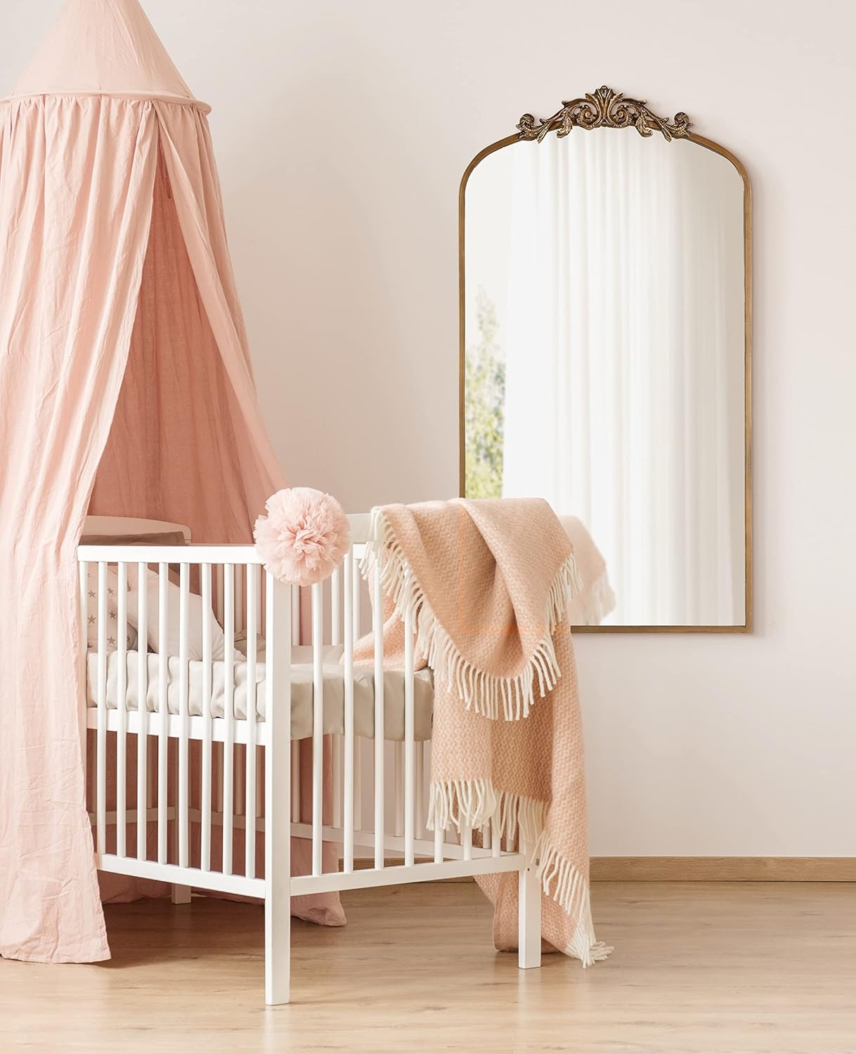 Kate and Laurel Arendahl Glam Arched Tall Panel Mirror; 24 x 42; Gold; Traditional Baroque Large Body Wall Mirror with Ornate Garland Inspired Crown