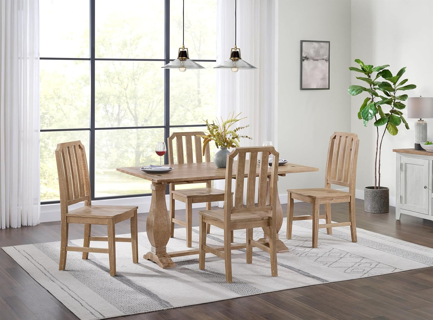 Martin Svensson Home Napa Solid Wood Pedestal Flip-Top Sofa Console Table, Driftwood