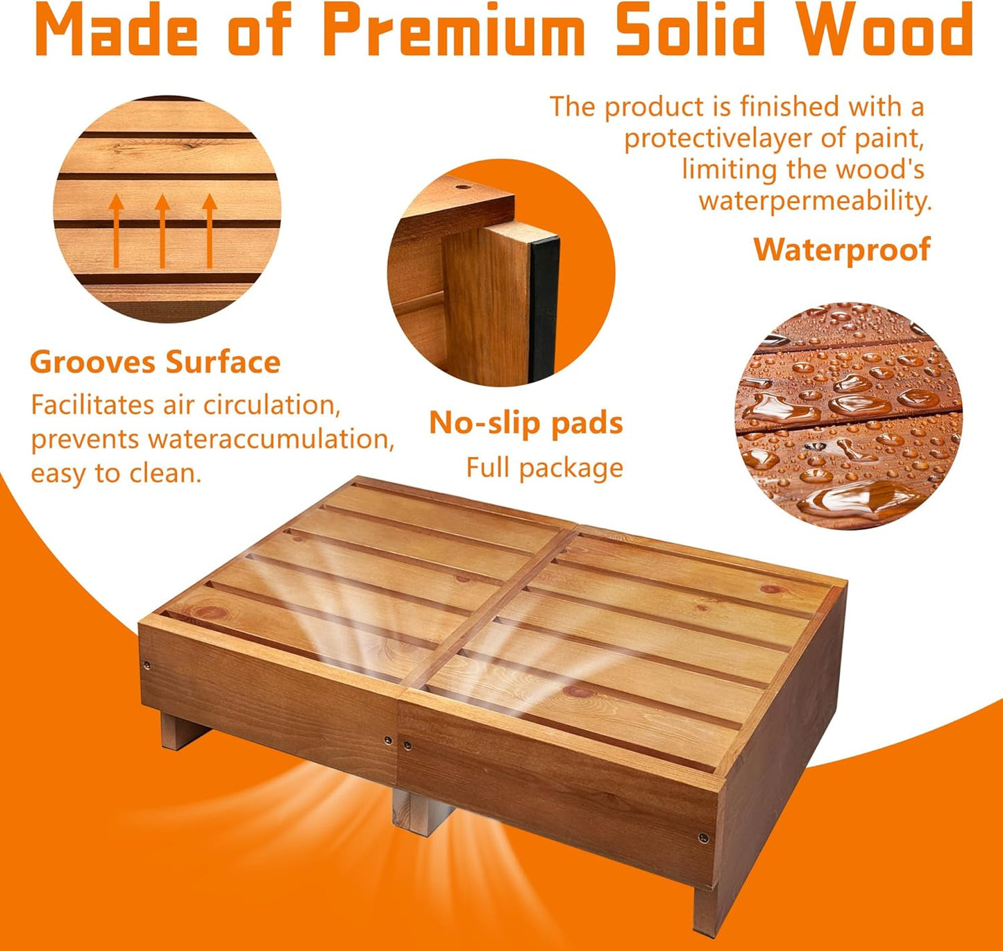 Wooden Step Stool 6” Height, Step Stools for Bed, Bed Steps for High Beds for Adults and Elderly, Step Stool for Bedroom, Kitchen, Living Room, Oak