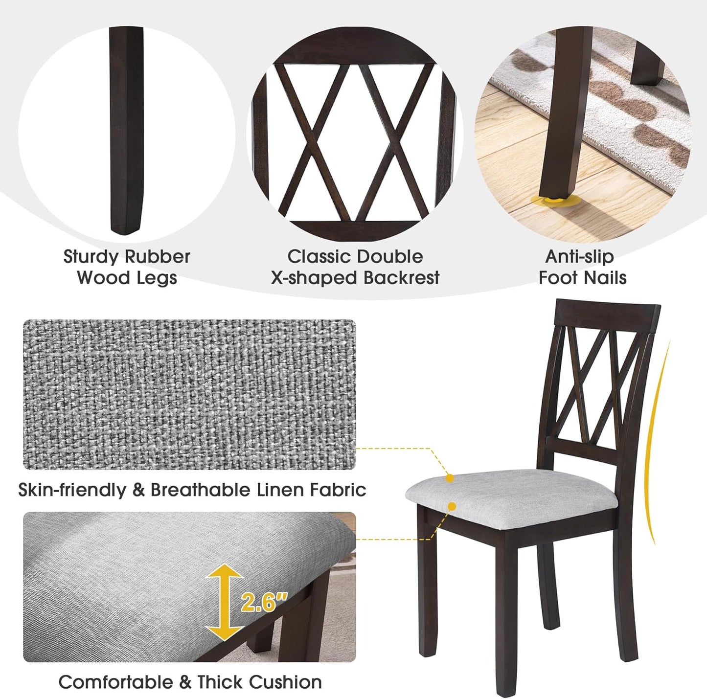 Merax Farmhouse Wooden Dining Set of 3, 45.6 inch Extendable Kitchen Table with Drop Leaf, 2 Chairs with Backrest for Small Space, Easy Assemble Espresso