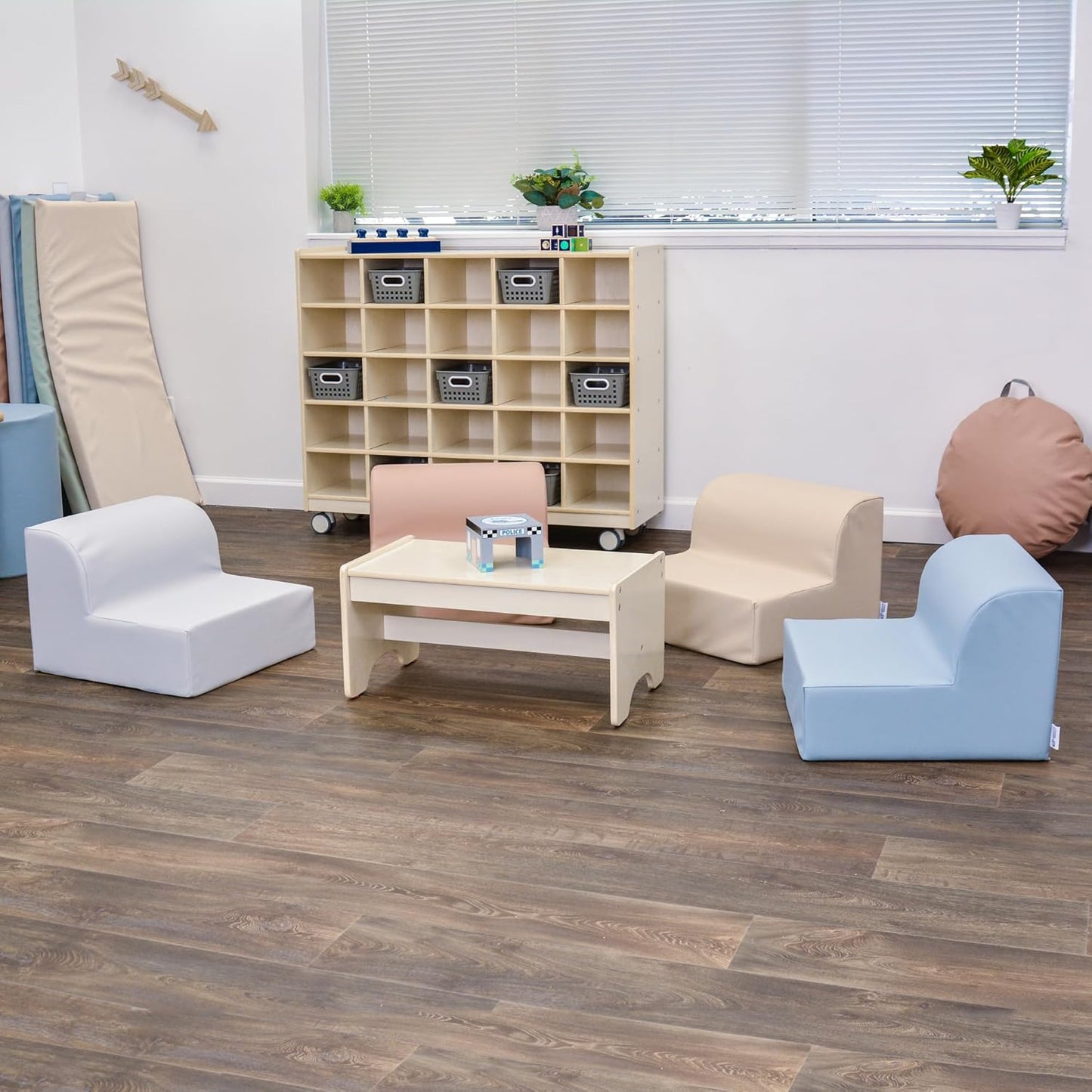 Children's Factory Library Lounger, Flexible Seating Classroom Furniture, Comfy Kids Chairs, Clay, Single Lounger