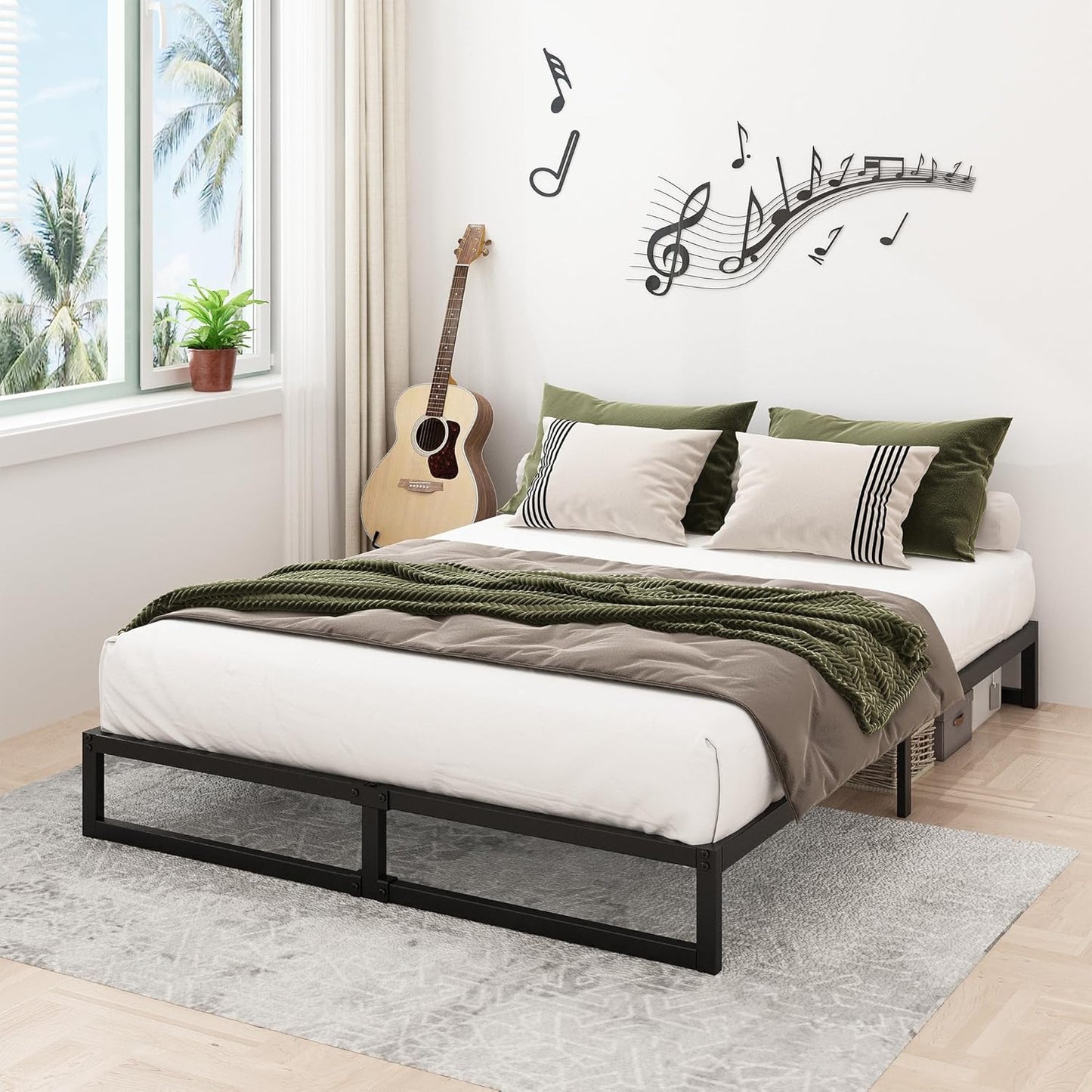 9 Inch Full Bed Frame No Box Spring Needed, Heavy Duty Metal Platform Beds with Sturdy Steal Slats for Mattress Foundation, Easy Assembly, Noise Free, Black