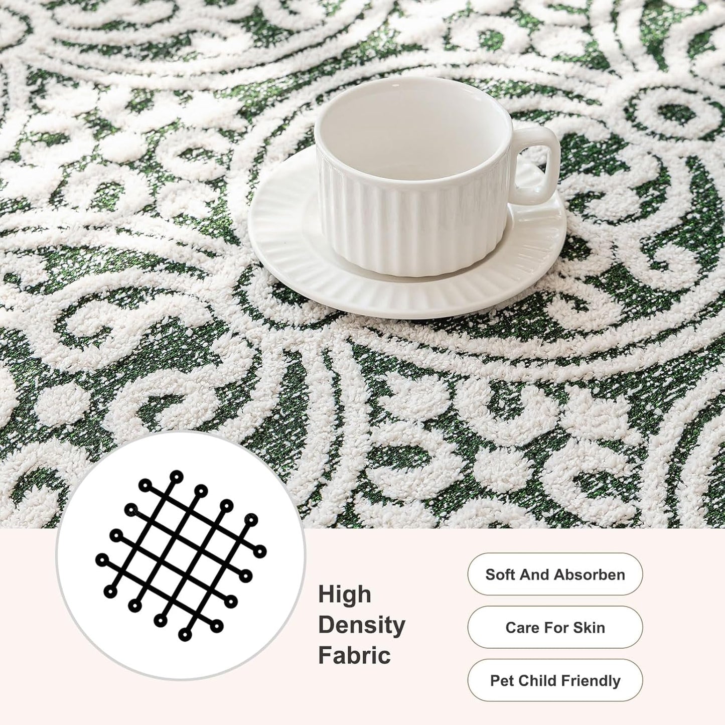 STACYPIK Green Jacquard Sofa Cover - Anti-Scratch Chenille Furniture Protector for 3 Cushion Couch - French Floral Dog Pet Cushion Protector - Futon Cover 71x150IN