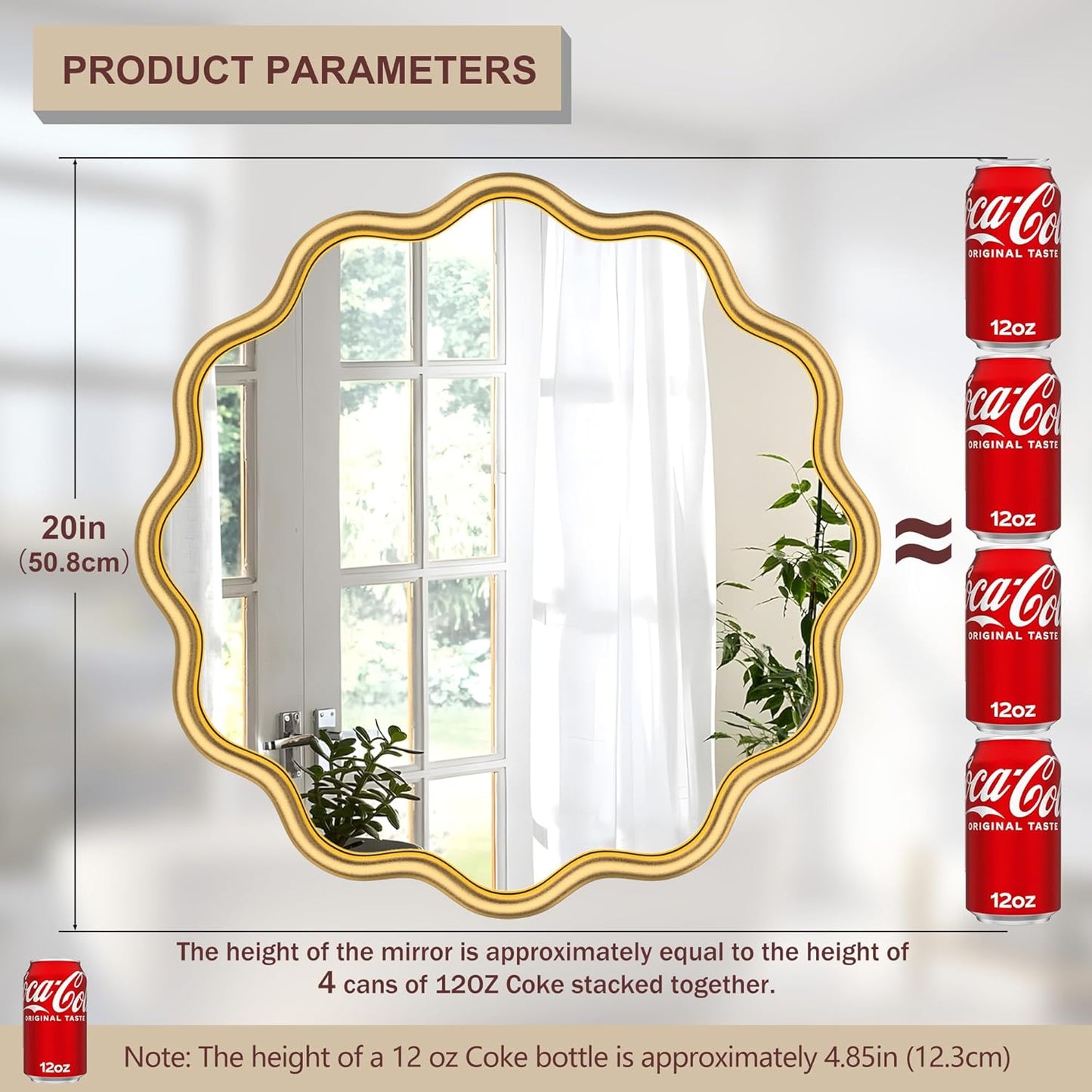 PROHOMEWARE Gold Round Mirror 20 Inch Wavy Bathroom Vanity Mirror Gold Frame Modern Wall Mirror Decorative Wall-Mounte Anti-Rust, Tempered Glass