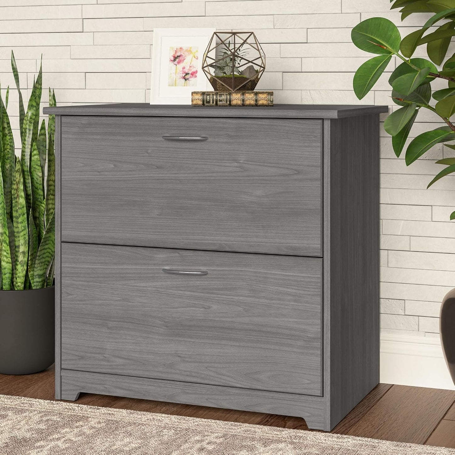 Bush Furniture Cabot 2 Drawer Lateral File Cabinet in Modern Gray, Home Office Chest for Letter, Legal, and A4-size Document Storage