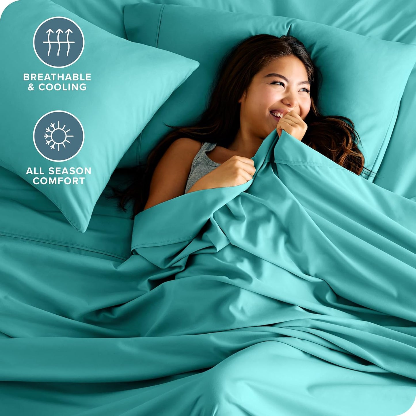 Bare Home Twin XL Sheet Set - College Dorm Size - Luxury 1800 Ultra-Soft Microfiber Twin Extra Long Bed Sheets - Deep Pockets - Easy Fit - Extra Soft - 3 Piece Set - Bed Sheets (Twin XL, Turquoise)