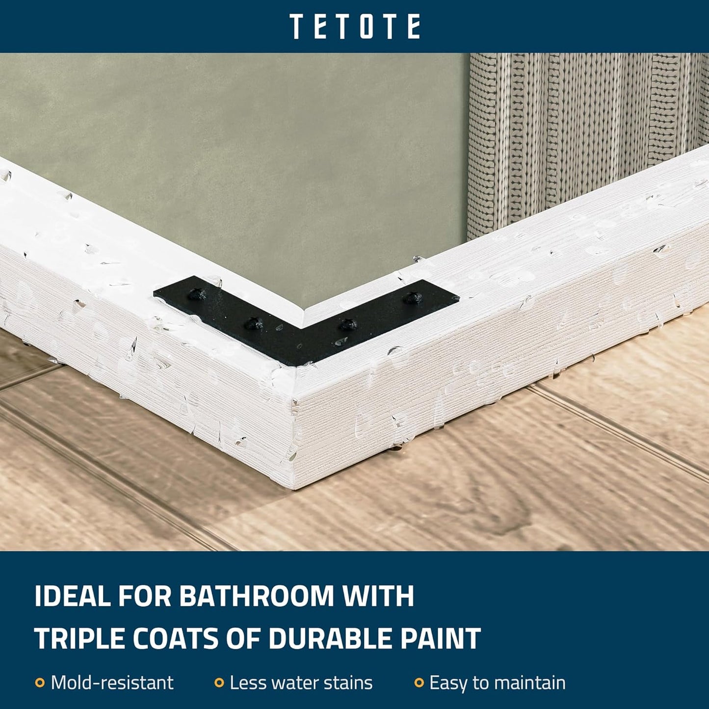 TETOTE 48 x 36 White Wooden Mirror for Bathroom Wall/Bedroom/Living Room/Entryway Farmhouse Rustic Wall Mirror Waterproof (Horizontal/Vertical Mounted)