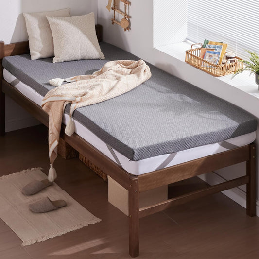 SINWEEK 2 Inch Gel Memory Foam Mattress Topper Twin XL Size/Twin Extra Long, Ventilated High Density Pad for Back Pain, Bed Topper with Removable Soft Cover, CertiPUR-US Certified,Grey