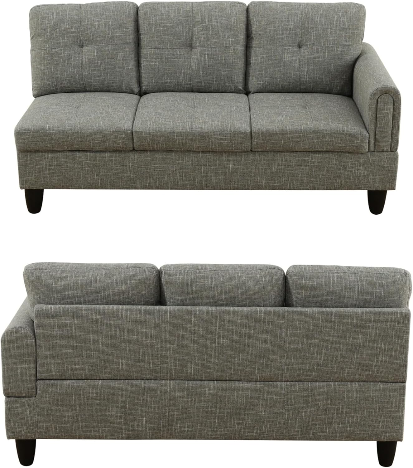 Modern Living Room Furniture Sets with Pillows, Modular Sectional Couches with Chaise Lounge, 4-Seaters L Shape Sofa with Storage Ottoman, for Living Room, Grey