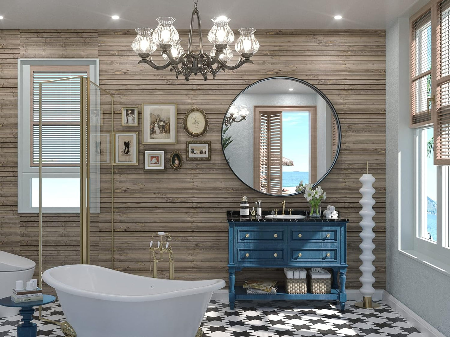 Keonjinn Black Round Mirror 36 Inch, Brushed Black Framed Circle Mirror for Bathroom, Aluminum Alloy Metal Frame, Modern Farmhouse Decorative Wall Mirror for Entryway, Living Room