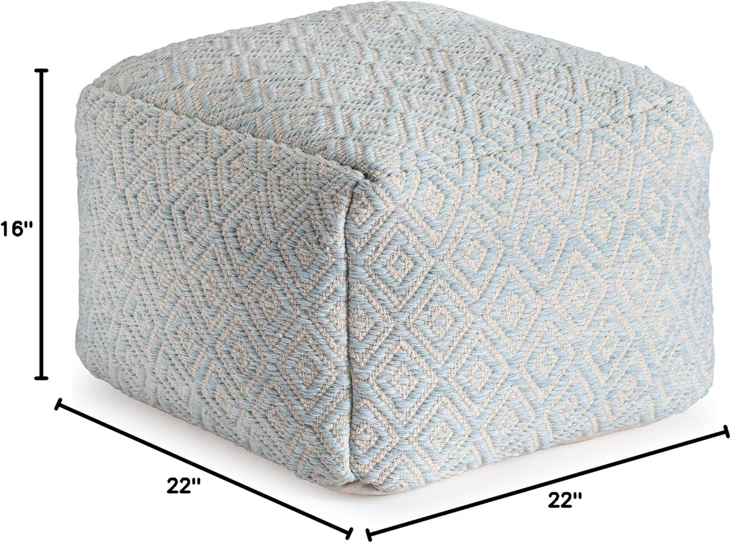 Anji Mountain 22"x22"x16" Handmade & Handcrafted Ottoman Pouf Comfortable Pouf Ottoman Foot Rest & Home Décor Accent for Living Room, Bedroom, Nursery, Kids Room, Patio