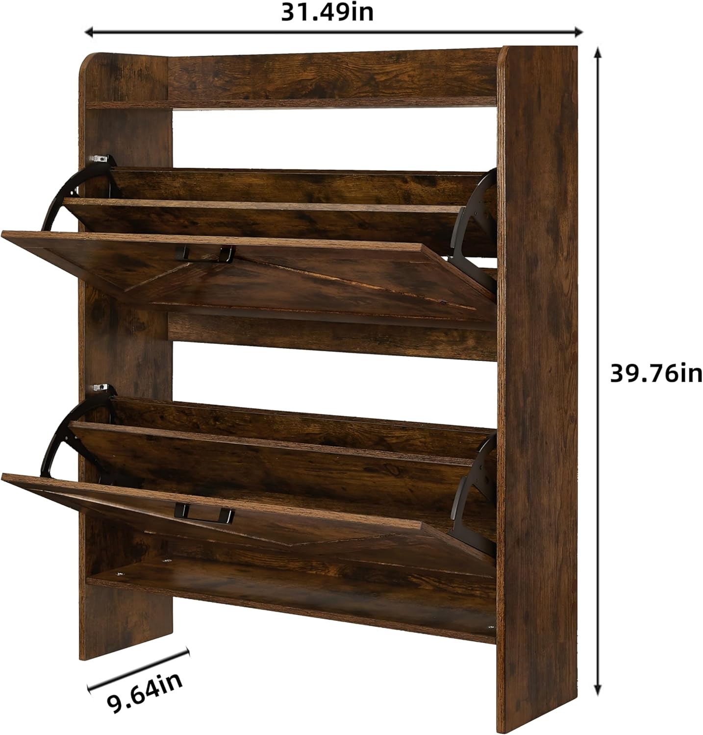 Shoe Storage Cabinet with 2 Flip Drawers, Freestanding Shoe Cabinet Organizer with Metal Flip Frame for Entryway, Hallway, Foyer, Vintage Color