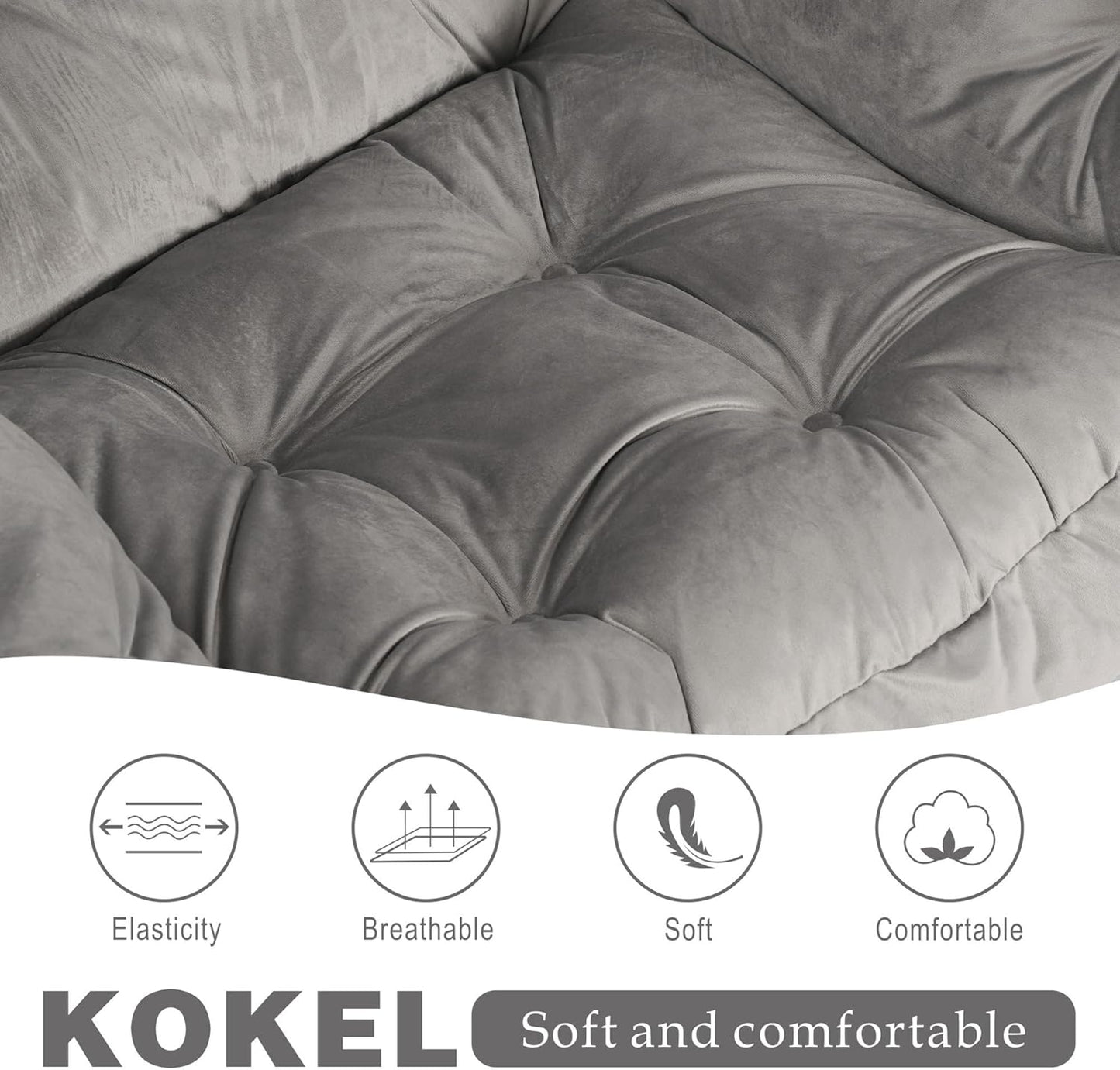 Lazy Chair with Folding Ottoman,Living Room Chairs, Accent Contemporary Lounge Chair, Single Steel Frame Leisure Sofa Chair with Armrests and A Side Pocket (Light Gray)